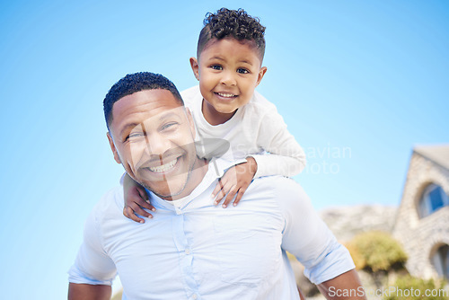 Image of Our spirits the same age. a father and son bonding outside.