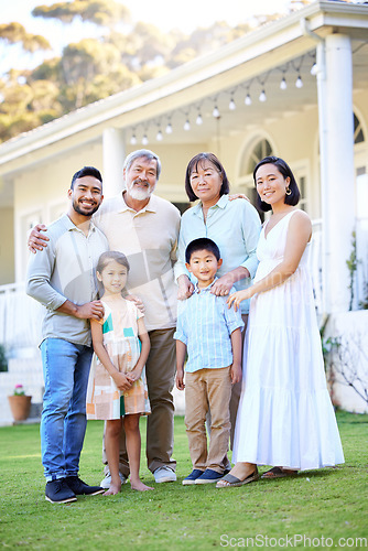 Image of This is all that matters. a family spending time together in their garden at home.