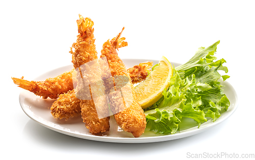 Image of plate of breaded torpedo shrimps