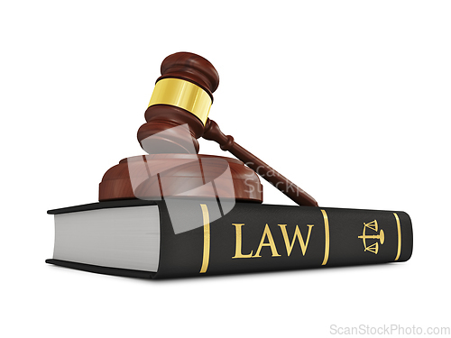 Image of Wooden judge gavel on law book