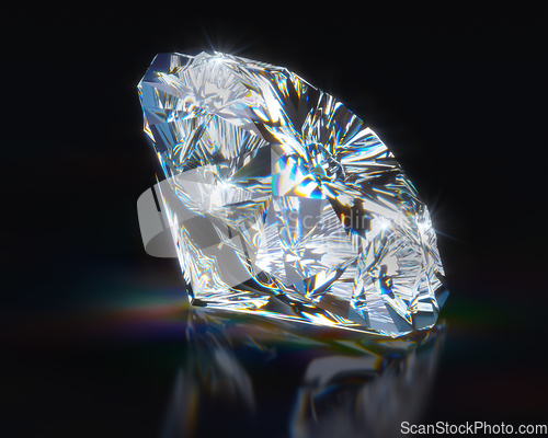 Image of Diamond on black reflective background