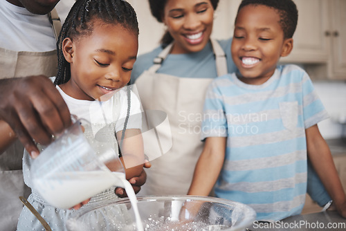 Image of Baking cookies is comforting. a family baking together in the kitchen.