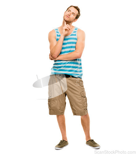 Image of You never know what may come. a young man posing against a studio background.