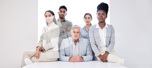 Image of Were as dynamic as we are dedicated. Portrait of a group of confident businesspeople in an office.