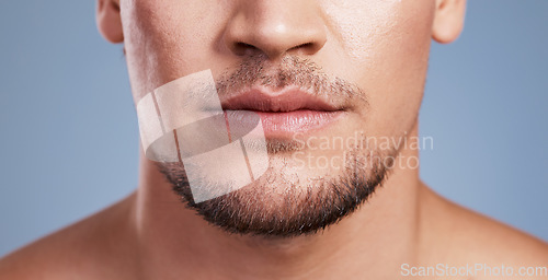 Image of Should I grow it out or shave it. a man posing against a grey background.