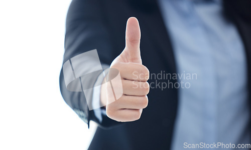 Image of Plans are of little importance, but planning is essential. a unrecognizable businesswoman showing a thumbs up in a office.