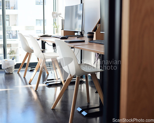 Image of Theres a space for everyone. an empty workspace at an office.