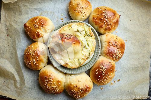 Image of closeup of freshly baked bread buns 