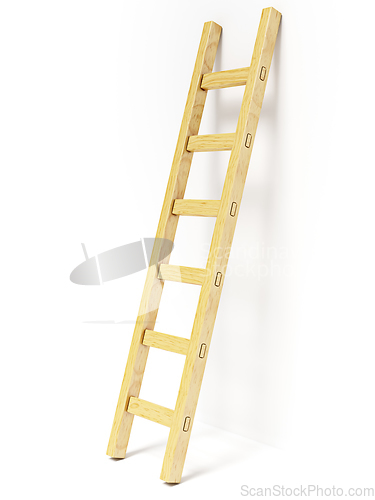 Image of Wooden ladder near white wall