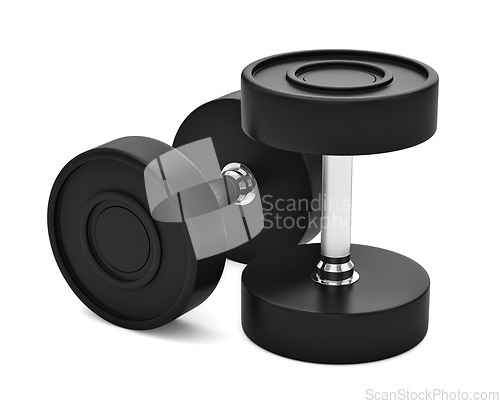 Image of Professional urethane covered dumbbels isolated