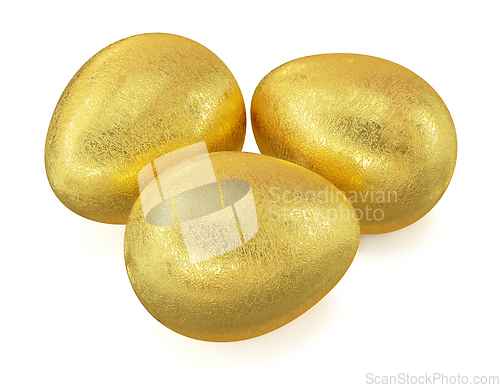 Image of Golden Easter eggs isolated