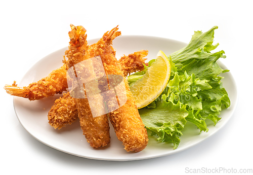 Image of plate of breaded torpedo shrimps