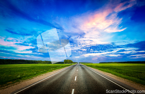 Image of Road and stormy sky
