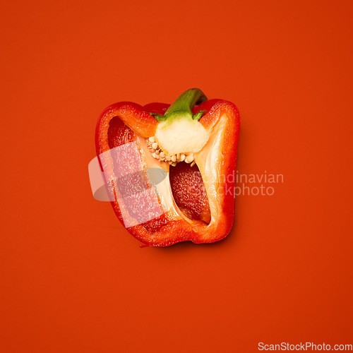 Image of The more colourful the better. a red pepper against a studio background.