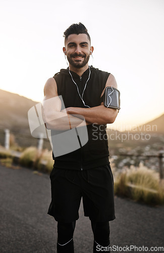 Image of Im always craving a good workout. Portrait of a sporty young man exercising outdoors.