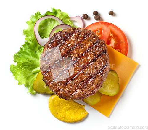 Image of various food ingredients for making burger