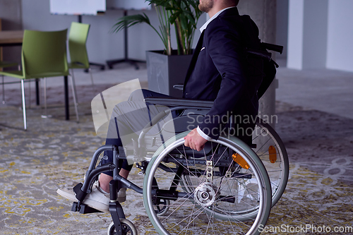 Image of Closeup photo of a businessman in a wheelchair