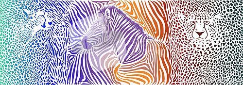 Image of Animals color background - pattern with zebra and cheetahs motif