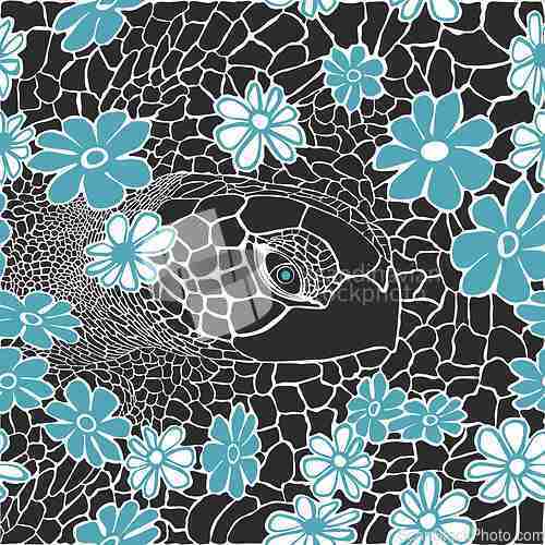 Image of Background formed by a turtle and flowers