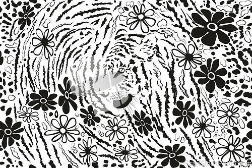 Image of Background formed by tiger and flowers