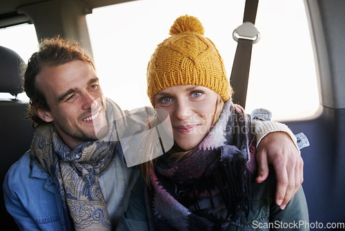 Image of Hes always taking me on surprise vacations. an affectionate young couple spending time together outdoors.