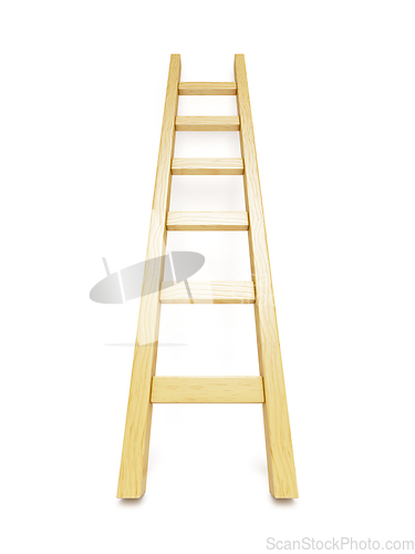 Image of Wooden ladder near white wall