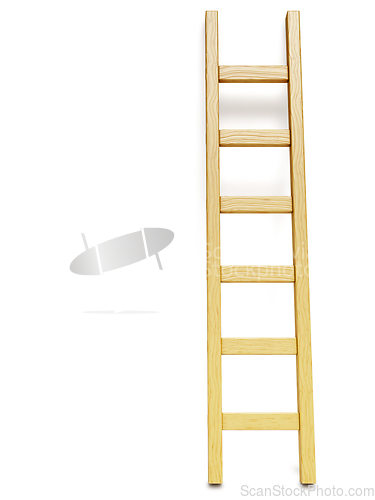 Image of Wooden ladder near white wall