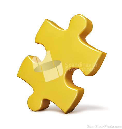 Image of Single yellow puzzle piece isolated