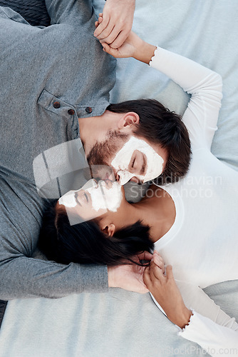 Image of Everyday is date night under lockdown. a young couple getting homemade facials together at home.