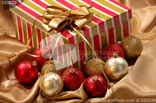 Image of christmas gift and ornament balls