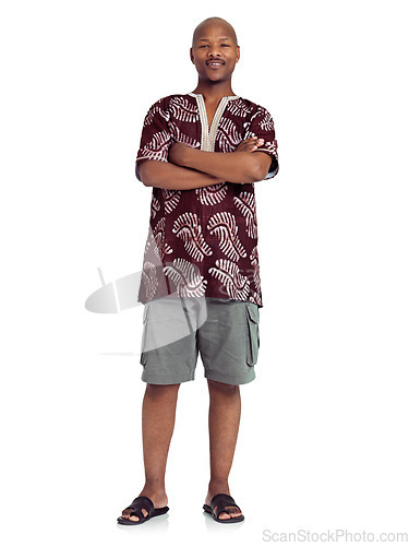 Image of Certain about his decisions. Full length studio shot of an african man standing against a white background.