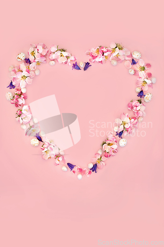 Image of Heart Shaped Flower Wreath with Easter Eggs