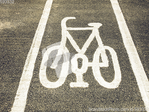 Image of Vintage looking Bike lane sign