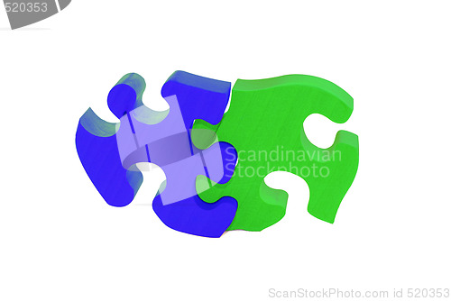 Image of 2 pieces of wooden puzzle       