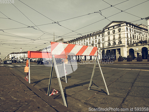 Image of Vintage looking Roadworks sign