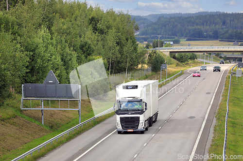 Image of Volvo FH Truck Refrigerated Trailer on Motorway