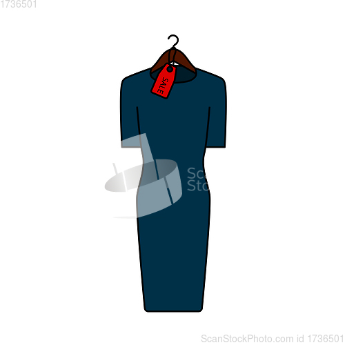 Image of Dress On Hanger With Sale Tag Icon