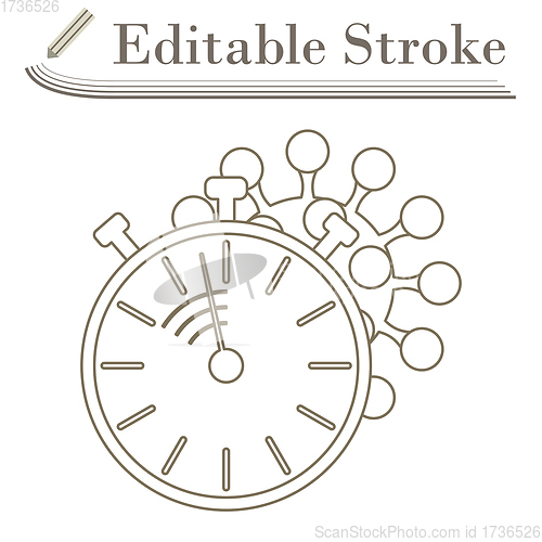 Image of Coronavirus Molecule Under Stopwatch Icon