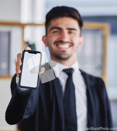 Image of Hand of businessman, phone screen and portrait of communication, networking or contact us on social media mockup. Mobile app, ui and man with trading, banking or business website on cellphone