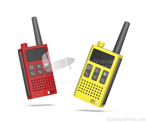 Image of Yellow and red walkie talkies