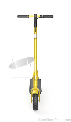 Image of Front view of yellow electric scooter