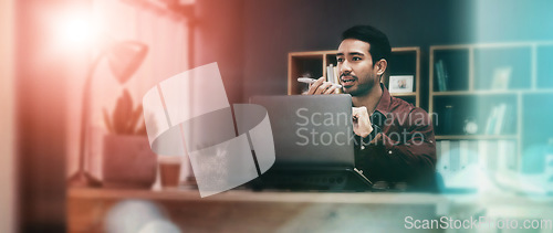 Image of Voice call, phone and business man for office communication, networking and digital strategy overlay. Asian worker, entrepreneur or person talking on smartphone voip for career management opportunity