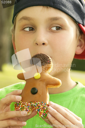 Image of Boy with a dough-nut man