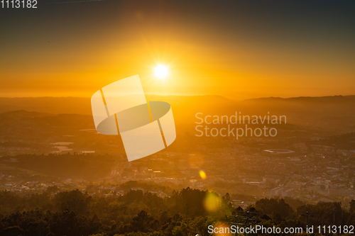 Image of Sunset with sun rays over the Guimaraes