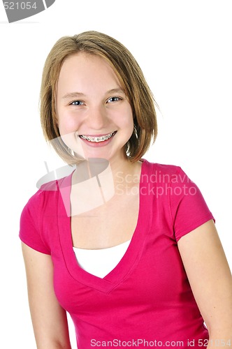 Image of Teenage girl smiling with braces