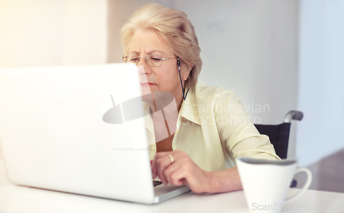 Image of Shes one tech-savvy old lady. a senior woman using her laptop at home.