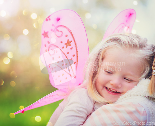 Image of Those who don’t believe in magic will never find it. an adorable little girl dressed up as a fairy and having fun outside.