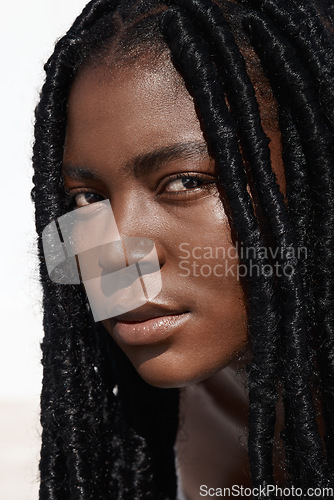 Image of Just be your beautiful self. Cropped portrait of an attractive young woman posing outside.