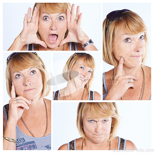 Image of Her face couldnt lie if it wanted to. Composite shot of a woman making various facial expressions.