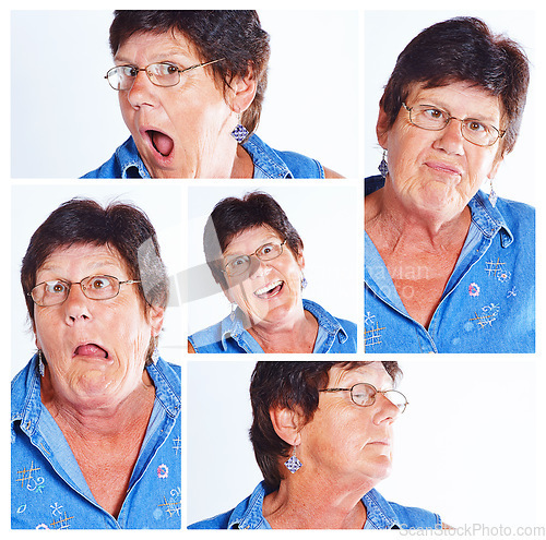 Image of Ive got a face for every space. Composite shot of a woman making various facial expressions.